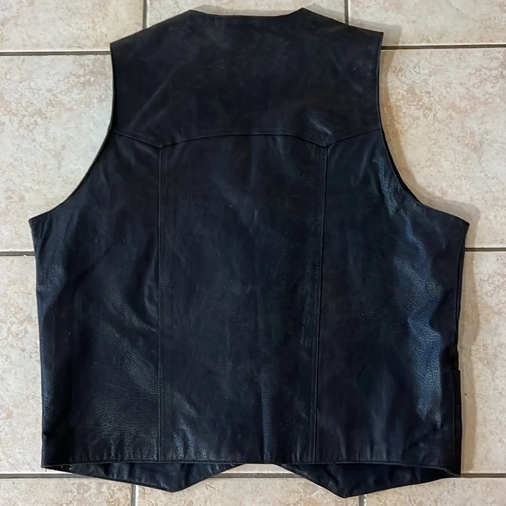 Men’s Antique Suede Leather Vest‎ Snap Buttons Espresso Brown, Sz Large